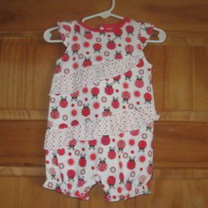 5/$20 Girls Jumping Beans Ladybug Romper with Matching Bib